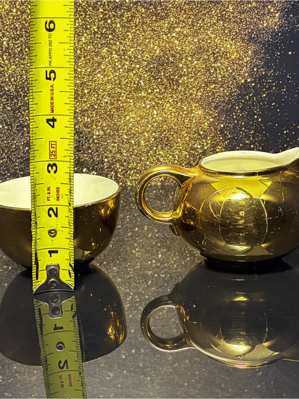 Vintage Hall China Golden Glo Creamer & Open Sugar Bowl Set 22K Gold - Picture 3 of 10